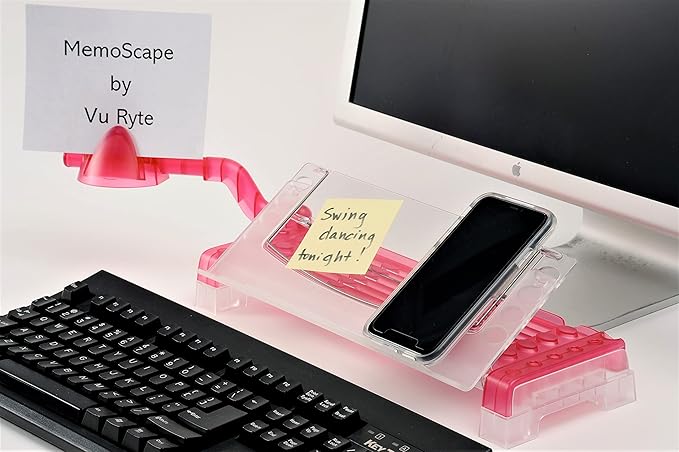 MemoScape Adjustable in-Line Document Holder for Typing | Reduces Neck Strain, Improves Focus, Boosts Desk Organization, and Workflow | Paper Holder Stand for Desk and Home Office - Pink (VUR 4000)