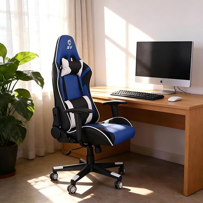 Gaming Chair,Video Game Chair with Massage Lumbar Support, Ergonomic Computer Chair Height Adjustable with Swivel Seat and Headrest