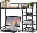 HavenlyYouth Desk Shelf, 38.6 Inch Wood Desk Organizer Shelf for Computer Monitor, Desk Hutch Storage, Desktop Shelf for Top of Desk, 3 Tier Desktop Bookshelf for Home Office Dorm, Black