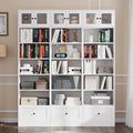 TUSY 85.5 Inch Tall Bookshelf with Doors - 7 Tier Bookcase with Glass Doors and Drawer, 23.6" Wide Storage Cabinet with Open Shelves for Living Room, White Book Shelf for Home Office (BBB)