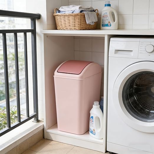 4.2 Gallon Slim Swing Top Garbage Can, Kitchen Trash Can with Swing Lid, Pink