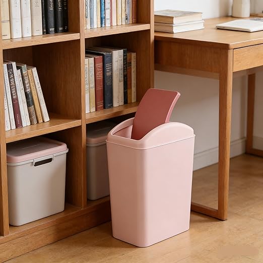 4.2 Gallon Slim Swing Top Garbage Can, Kitchen Trash Can with Swing Lid, Pink