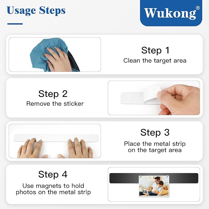 Wukong 5 Pack | 30x4cm (11.81 x 1.57) Magnetic Stainless Black Board Strips, Adhesive Backing Bulletin Bar, Memo Strip with 30pcs 5x3mm Magnets for Office, Home, Photo Wall, Documents