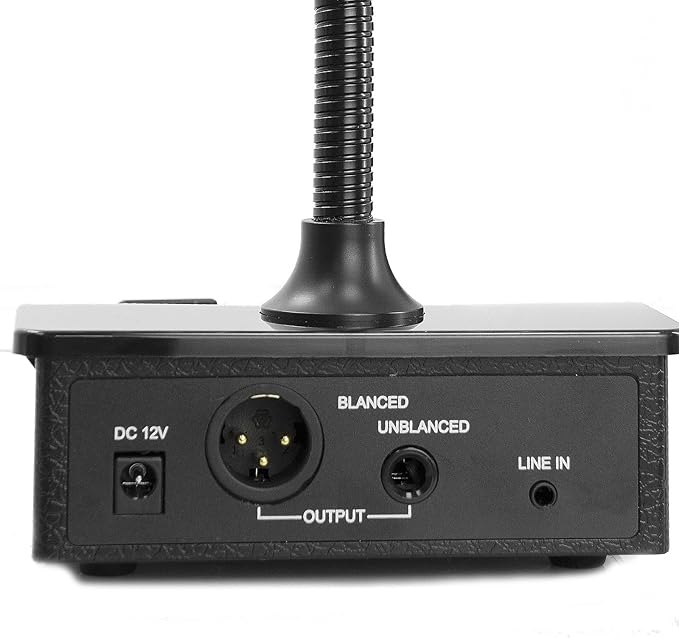 YO-TRONICS YTM-PA500 Desktop Push to Talk Gooseneck Wired Microphone, Dynamic Mic with Built-in Alarm Bell, XLR 6.3mm Output, Commercial Paging for Studio Recording Streaming Audio Conference Podium