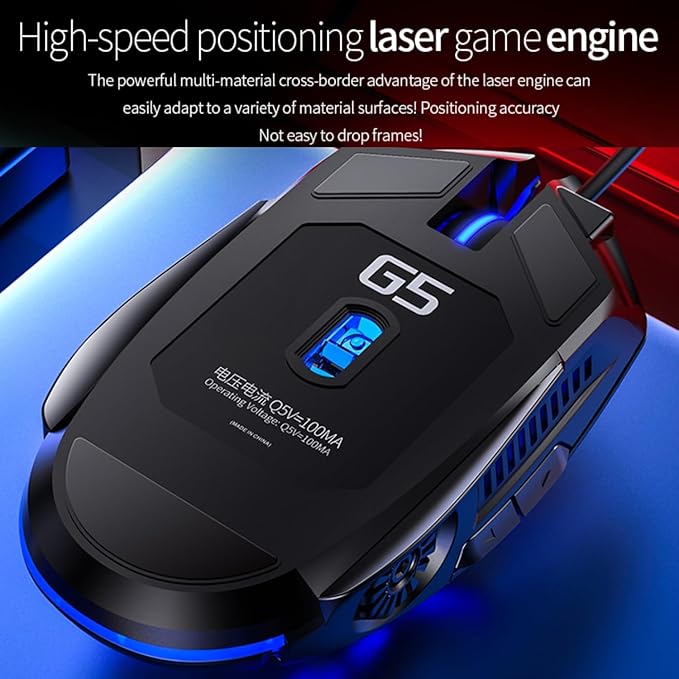 CHONCHOW Gaming Mouse Wired,6 Buttons, 4 Adjustable DPI Up to 3200 DPI, 7 Color LED Light, Wired Mouse Used for Games and Office, Mouse for Computer/Laptop/Tablets(Grey)