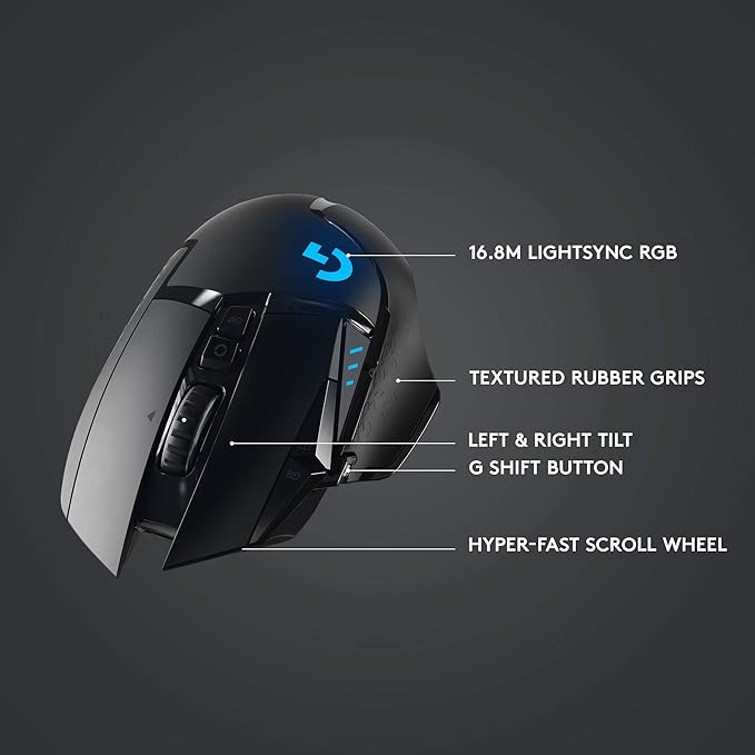 Logitech G502 Lightspeed Wireless Gaming Mouse | Hero Sensor, 25,600 DPI, 11 Programmable Buttons, Tunable Weights, RGB Lighting, Onboard Memory, PC/Mac | Signature Series Microfiber Cloth