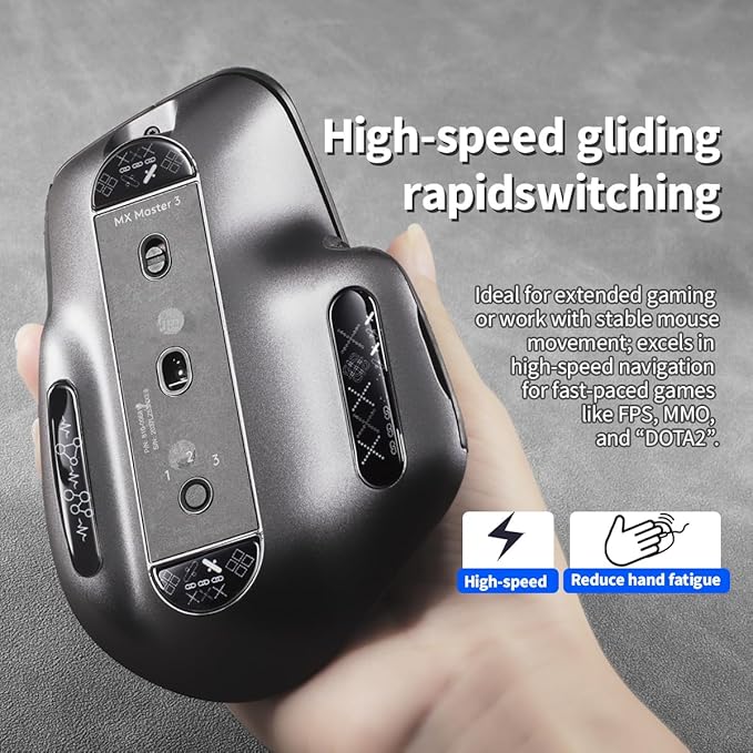 Durable Slimmer Toughened Glass Mouse Skates for Logitech MX Master 3/3s Wireless Gaming Mouse Ultra Smooth Glass Surface Mouse feet (Chain Pattern)