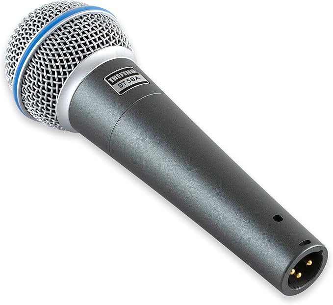BT 58A Wired Vocal Dynamic Karaoke XLR Handheld Microphone for Singing, Supercardioid, Includes 16ft Audio Cable and Stand Adapter, for Stage, Studio, Mixer, Speaker