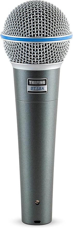 BT 58A Wired Vocal Dynamic Karaoke XLR Handheld Microphone for Singing, Supercardioid, Includes 16ft Audio Cable and Stand Adapter, for Stage, Studio, Mixer, Speaker