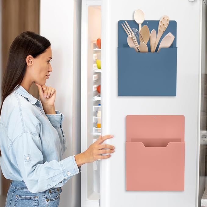 gisgfim 8 Pcs Magnetic Wall File Organizer Magnetic File Paper Holder Hanging Refrigerator Magazine Mail Holder for Planners Letters Documents Whiteboard Classroom Office Home (Boho,10 x 13 Inch)