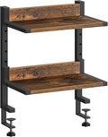 HOOBRO Clamp On Desk Shelf, 2-Tier Desktop Organizer, Space-Saving Desk Shelf with Adjustable Shelves, for Office, Study, Entertainment Accessories, Rustic Brown and Black BF32SJ01