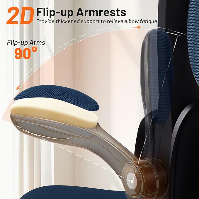 AreShark Drafting Office Chair - Ergonomic Tall Office Chair with Adjustable Footrest Ring - Counter Height Adjustable Rolling Standing Desk Chair with Lumbar Support and Flip-up Armrests for Home