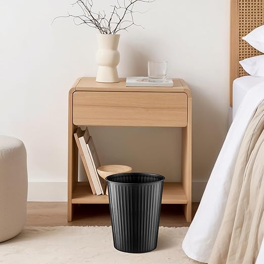 Monarch Abode Ridge Embossed Metal Desk Wastebasket – Black
