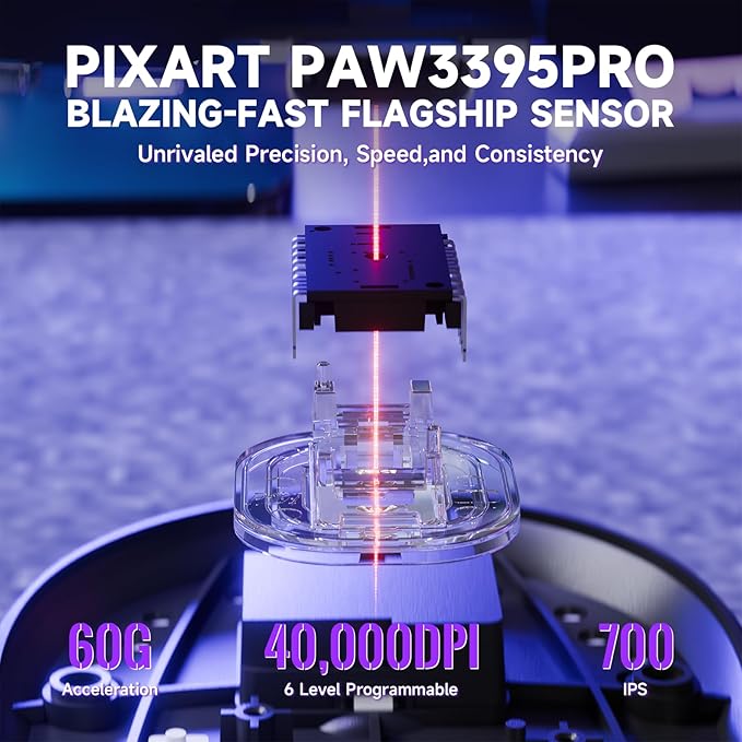 Attack Shark X8 PRO 8K Wireless Gaming Mouse,PAW3395PRO 40K DPI Sensor,Tri-Mode Broadcom BK52820 Chip,Superlight Ergonomic Mouse for Large Hands,Cloud-Based Software,for Win/Mac(Black&Tape)