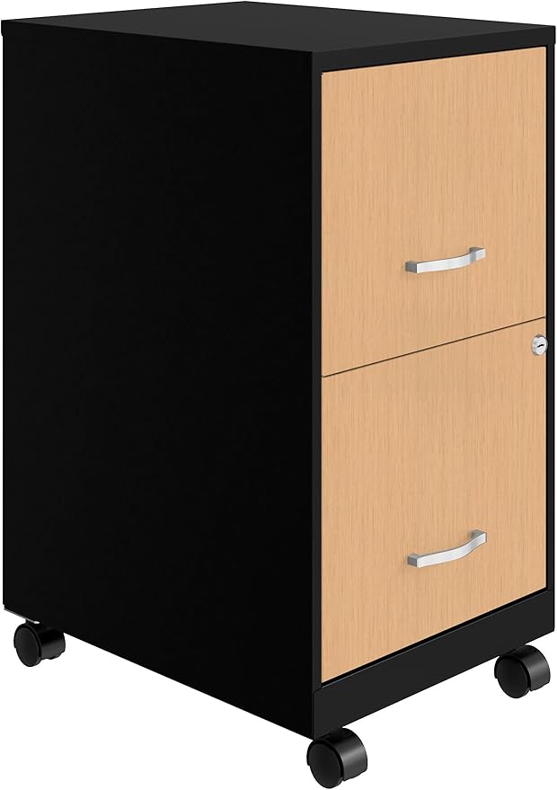 Hirsh Industries Space Solutions Home Office Metal Desk and Storage Set - Black/Maple
