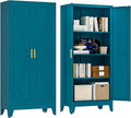 Washsemba 61" Tall Farmhouse Metal Pantry Cabinet, Kitchen Pantry Storage Cabinets with 2 Barn Door and Adjustable Shelves,for Kitchen,Laundry Room,Home Office,Kids Room （Peacock Blue