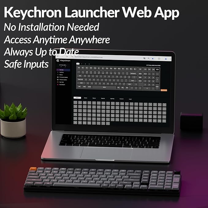 Keychron K17 Max 96% Layout QMK/Launcher Ultra-Slim Wireless/Type-C Wired Mechanical Keyboard with RGB Backlit Hot-Swappable, Low-Profile Gateron Mechanical Brown Switch Compatible with Mac Windows
