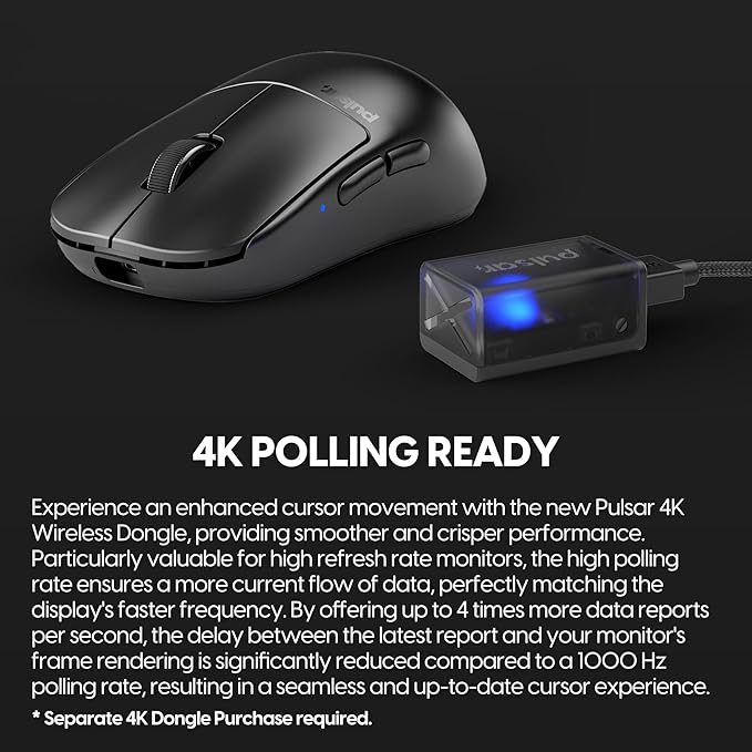 Pulsar Gaming Gears X2H mini Wireless Gaming Mouse, Ultra Lightweight 1.83 oz (52 g), Symmetrical, Optical Switch, 2.4 Ghz 1 ms, 26000 DPI, PAW3395 Sensor (Mini, Wireless, Black) (Renewed)