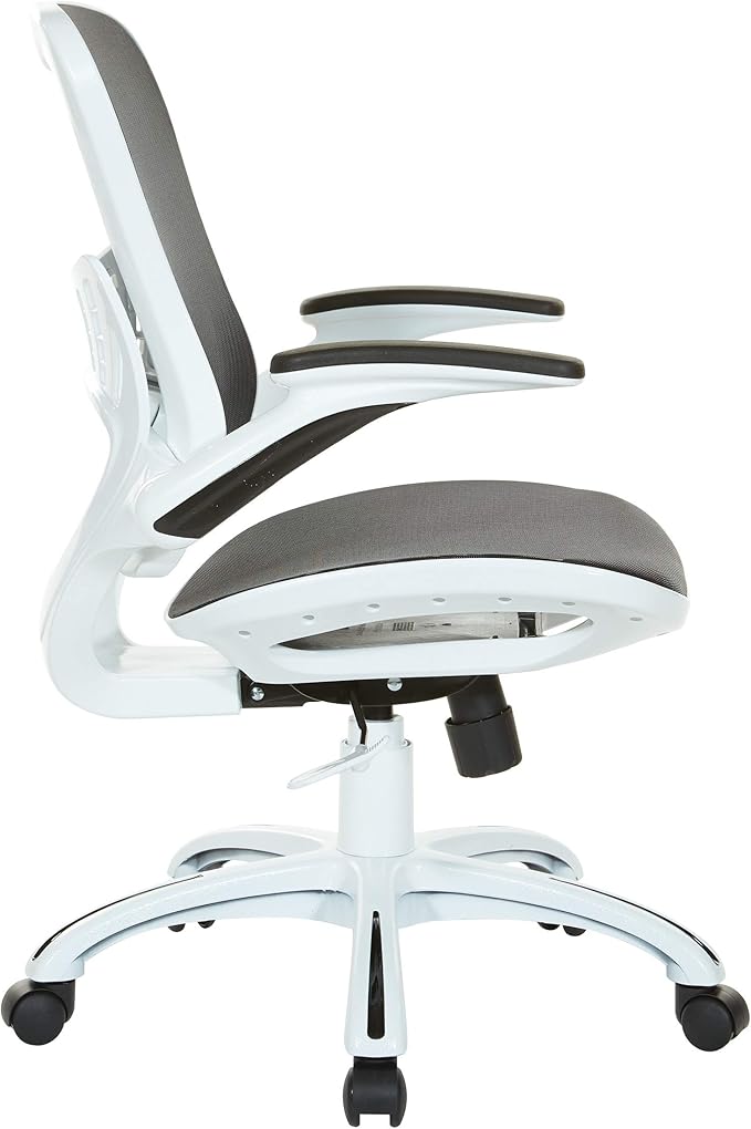 OSP Home Furnishings Riley Ventilated Manager's Office Desk Chair with Breathable Mesh Seat and Back, White Base with Black