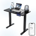 HUANUO 32" AI Smart Standing Desk with App-Synced Sedentary Reminders, Electric Height Adjustable Desk with Body-Data Ergonomic Presets, Voice Control Alexa/Google/Siri, 3 Memory Settings Table, Black