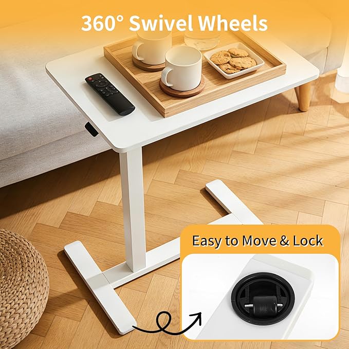 Adjustable Standing Desk, Small Sit Stand Desk for Laptop, Compact Height Adjustable Desk for Home Office, Bedroom, Bedside, Space Saving Workstation
