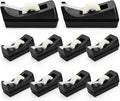 Suwimut 10 Pack Desktop Tape Dispenser, 1 Inch Core Tape Dispensers with 10 Rolls Invisible Tapes Refills, Non Skid Base Plastic Tapes Roll Dispenser Bulk for Desk Office Home School, 0.7 x 985 Inches