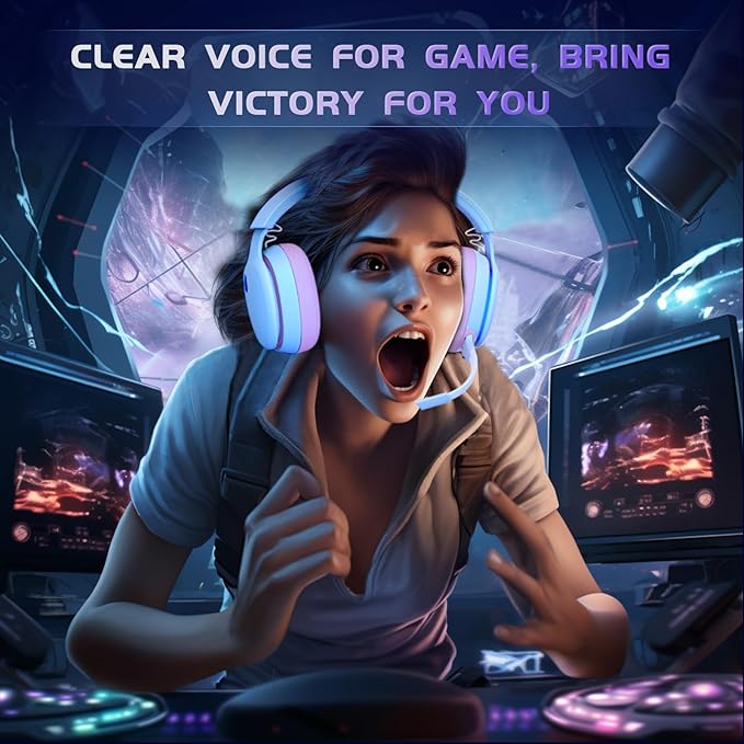 Gtheos 2.4GHz Wireless Gaming Headset for PS5, PS4 Fortnite & FPS Gamers, PC, Nintendo Switch, Bluetooth 5.3 Gaming Headphones with Noise Canceling Mic, Stereo Sound, 40+Hr Battery (Pink)