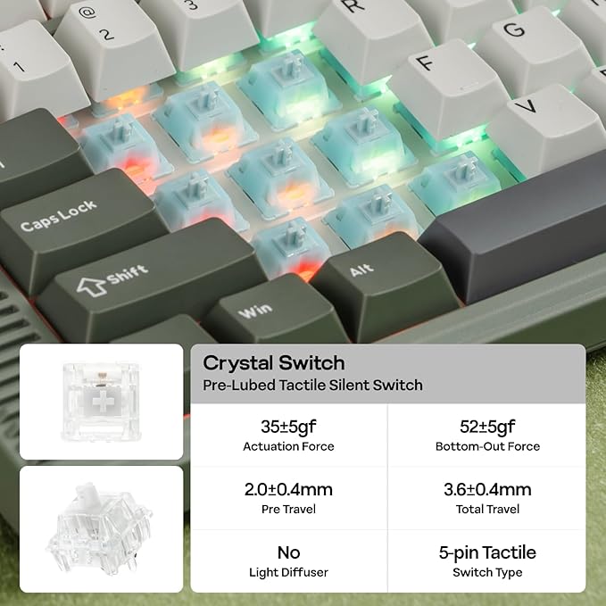 EPOMAKER RT85 Wireless Mechanical Keyboard with Joystick & DIY Screen, 8000mAh, BT/USB/2.4Ghz, Gasket, 5-Layer Paddings, Hot-Swap, PBT Keycap, 75% Gaming Keyboard (Army Green, Crystal Switch)