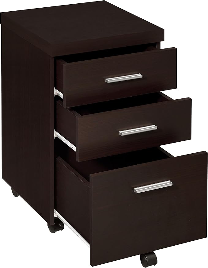 Coaster Home Furnishings - Skeena - Engineered Wood - 3-Piece Home Office Computer Desk Set with Desk Return and Mobile Filing Cabinet- Transitional Style - Home Office - Cappuccino - 800901 -S3