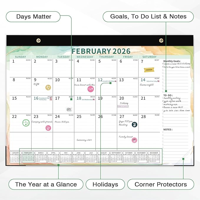Ospelelf Magnetic Calendar 2026-2027 for Refrigerator, Desk Wall Calendar, January 2026 - June 2027, Monthly Large Planner Pad with Plastic Cover 17" X 12" Multicolor