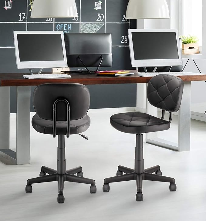 KLASIKA Rolling Stool Chair with Backrest Leather Swivel Salon Spa Stools, Adjustable Height Work Garage Chairs for Home Bar Desk Computer, 4PK