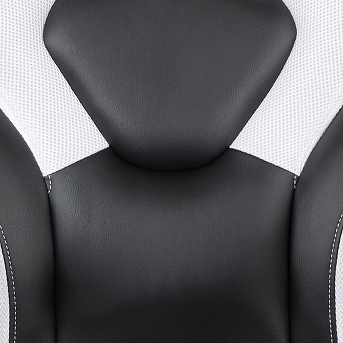 Flash Furniture X10 High-Back LeatherSoft Racing Style Gaming Chair with Flip-Up Arms, Ergonomic Padded Swivel Computer Chair, White/Black