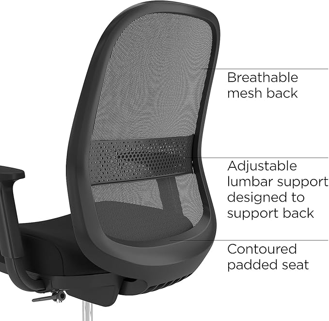 Workplace 2.0 Drafting Stool, Mesh, Ergonomic, Lumbar Support, Adjustable Height, Black