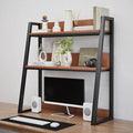 AQQHSAIN Desktop Hutch Shelf 2-Tier Ladder Bookshelf Computer Bookcase Wooden Desktop Display Rack Multipurpose Desk Hutch Top Only for Home Office Dorm Use (Brown, 55CM)