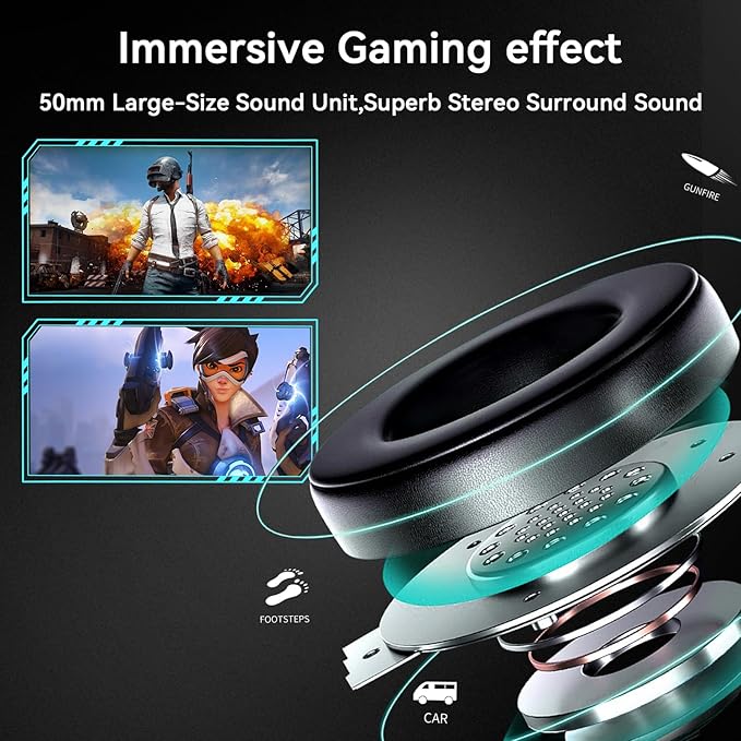 Jimonyer Gaming Headset for PC/PS4/PS5/Xbox One/Switch, Stereo Surround Sound Gaming Headphones with Noise Canceling Flexible Mic, Computer Headset with 3.5mm Jack(Black)