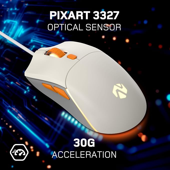 EVO Wired Gaming Mouse - Multizone RGB Lighting - Pixart Sensor - Ultra Lightweight Parachord Cable