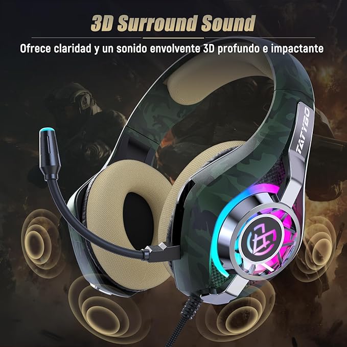 Gaming Headset for PC, Ps5, Switch, Mobile, Gaming Headphones for Nintendo with Noise Canceling Mic, Deep Bass Stereo Sound