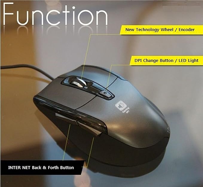 Noiseless USB Optical Gaming Computer Wheel Mouse 1600 DPI Super Quiet JNL-101K Black Silent