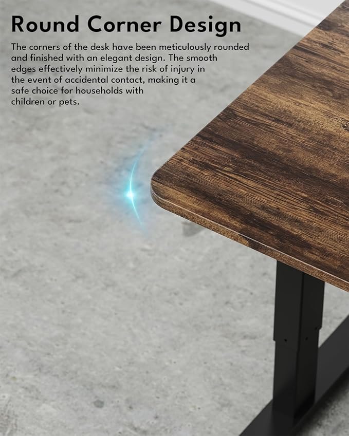 Standing Desk, Height Adjustable Electric Stand up Desk, 40 x 24 Inches Sit Stand Home Office Desk with Splice Board, Black Frame/Rustic Brown Top