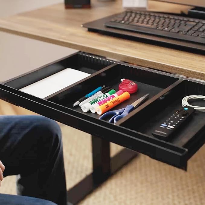 Perfect POSTURE Plastic Standing Desk Drawer – Under Desk Organzier and Storage with Dividers for Height Adjustable Desks – Black (13.25" x 23.5")