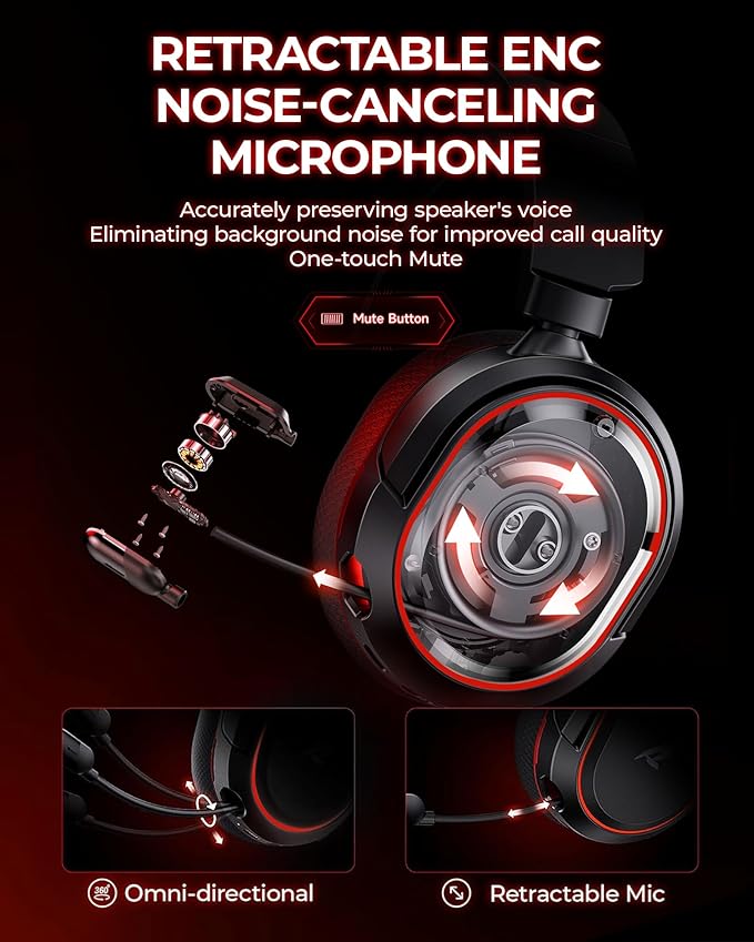 Valorise Wireless Gaming Headset, 7.1 Surround Sound, 2.4Ghz USB Gaming Headphones Bluetooth 5.4, 100-Hr Noise Canceling Mic, Wireless Headset for PC PS5 PS4 Mac Switch, ONLY Wired Mode Suit for Xbox