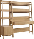 Modway 2-Piece Home Office Desk and Bookshelf Display Case in Oak