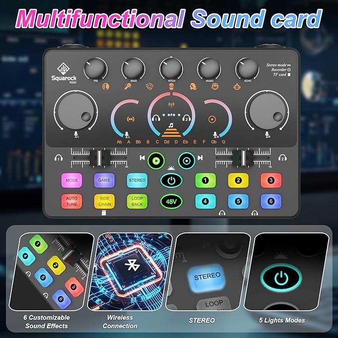 Podcast Equipment Bundle for 2, Dynamic XLR/USB Gaming Microphone & Streaming Audio Mixer with RGB Lights, Perfect for Podcast, Recording, Video Vocal, PC