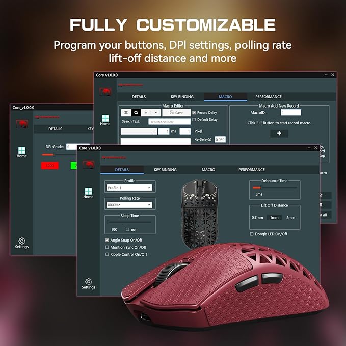 MAMBASNAKE M5 Ultra Carbon Fiber 8000Hz Wireless Gaming Mouse, 39g Superlight, 42000DPI, PAW3950MAX Sensor, Nordic 52840 MCU Chip, Bluetooth/2.4G/USB-C Wired Mice with Coiled Cable for PC/Mac (White)