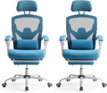Sweetcrispy Office Computer Desk Chair, Ergonomic High-Back Mesh Rolling Work Swivel Chairs with Wheels, Comfortable Lumbar Support, Comfy Arms for Home, Bedroom, Study, Student, Blue