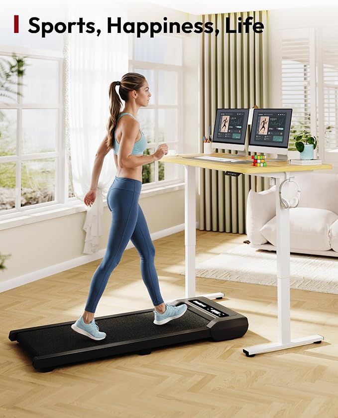 SANODESK Electric Standing Desk 60 x 24 Inches Whole-Piece Desktop Height Adjustable Stand Up Desk w/6-Button Controller Ergonomic Computer Desk for Home Office, White Frame + Natural Tabletop