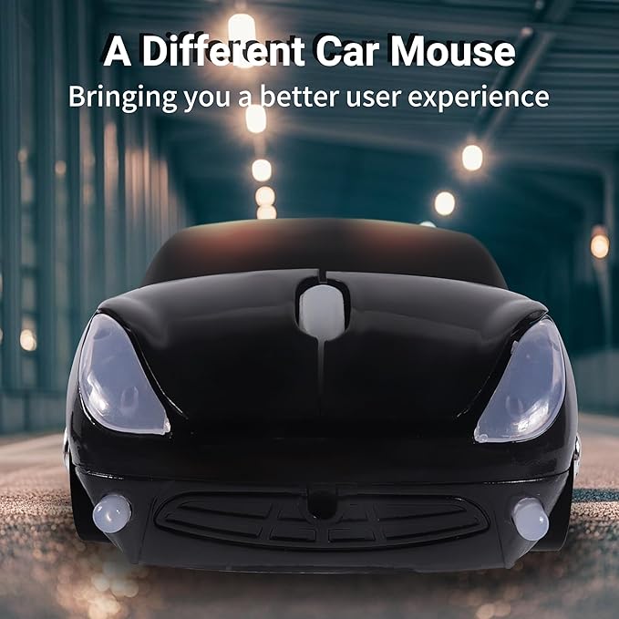elec Space Wireless Mouse, 2.4GHz Car Wireless Mouse Cool 3D Sport Ergonomic Optical Cordless Mice with USB Receiver for PC Laptop Computer Women Small Hands (Black)