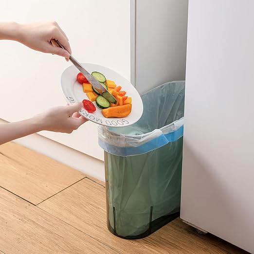 Anyoifax Small Trash Can Slim Garbage Can 3 Gallon Waste Basket Trash Bin Container for Bathroom, Bedroom, Living Room, Kitchen, Under Desk, Office, Colleg Dorm - Clear and Green