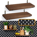 2 Pack Walnut Color Pegboard Shelf, Peg Board Organizer Accessories, Compatible with IKEA Skadis Pegboard for Home Office, Craft Room, Gaming
