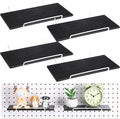 Wonderjune 4 Pcs Wooden Pegboard Shelves with Metal Pegboard Shelf Brackets Peg Board Display Storage Tray Wall Organizer Peg Board Accessories for Craft Room Home Kitchen(Black,9.84 x 5 Inch)